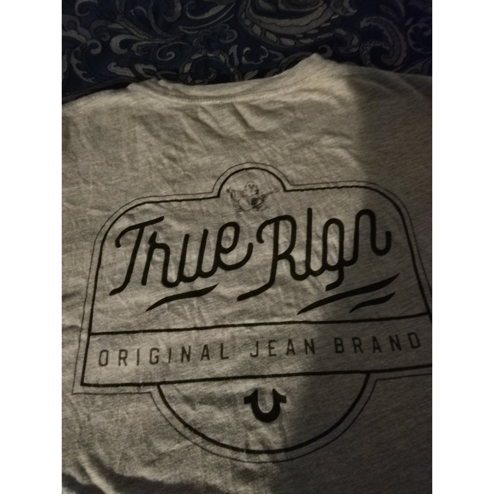 True Religion Tee Tshirt Mens Size XL Tall Gray Short Sleeve True Rlgn Crewneck